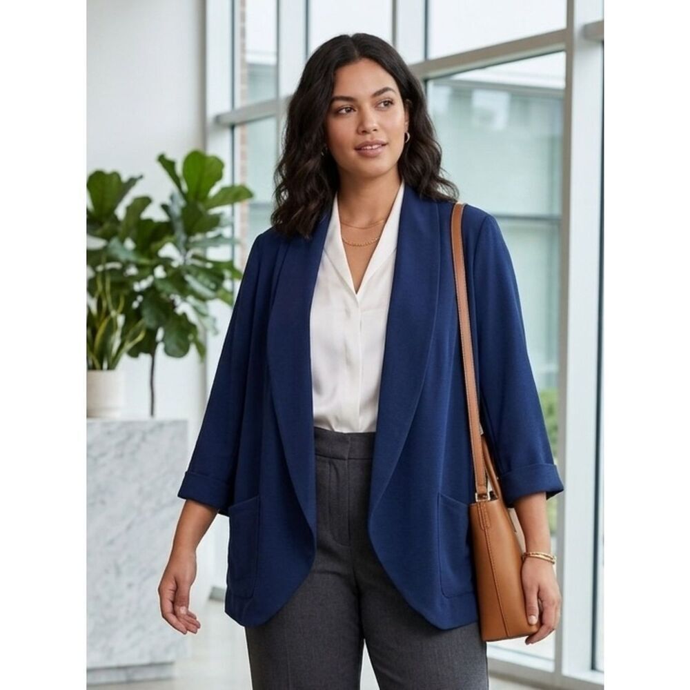 Take 50% OFF- Time and Tru Navy Open-Front Women's Blazer Jacket, Size-XXL